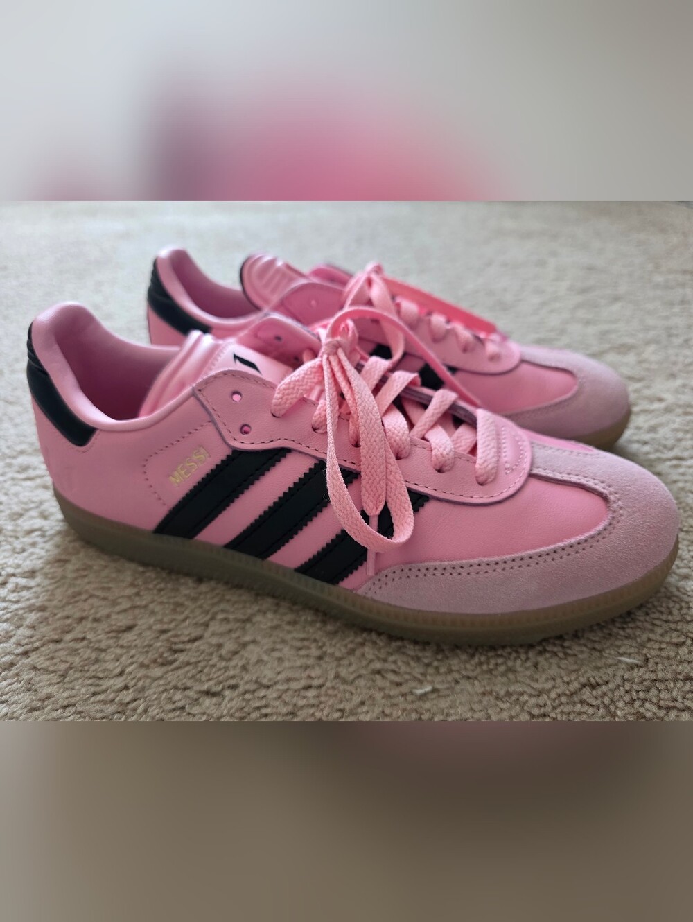 NEW Adidas Samba Messi Indoor Soccer Shoes Women’s 7.5 Light Pink Black M6